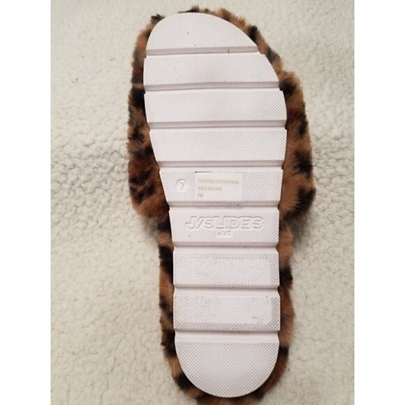 J/Slides Urban Sport Lovlie Slipper Leopard Faux Fur Animal Print Fuzzy Slide 7 - Picture 4 of 5